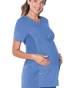 Landau Women's Maternity V-Neck Empire Waist Tunic Solid Scrub Top 3 Landau Women's Maternity V-Neck Empire Waist Tunic Solid Scrub Top -Silverts-shop 2 ln 4399 650