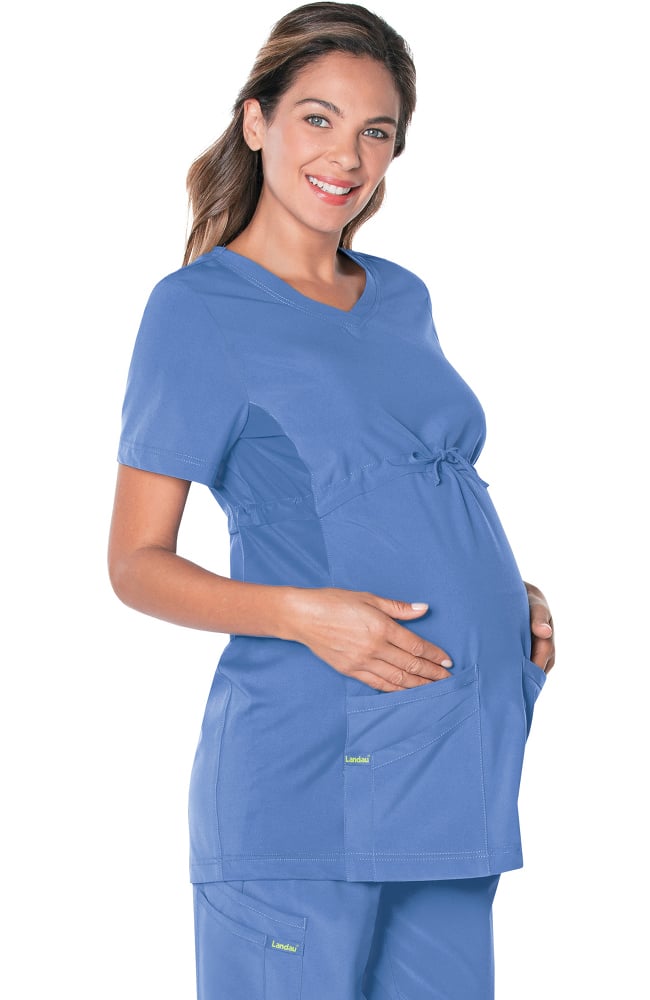 Women's Maternity V-Neck Empire Waist Tunic Solid Scrub Top Landau Women's Maternity V-Neck Empire Waist Tunic Solid Scrub Top -Silverts-shop 2 ln 4399 650