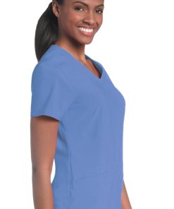 Alternative view of Urbane Women's Motivate V-Neck Solid Scrub Top With Tonal Stitching