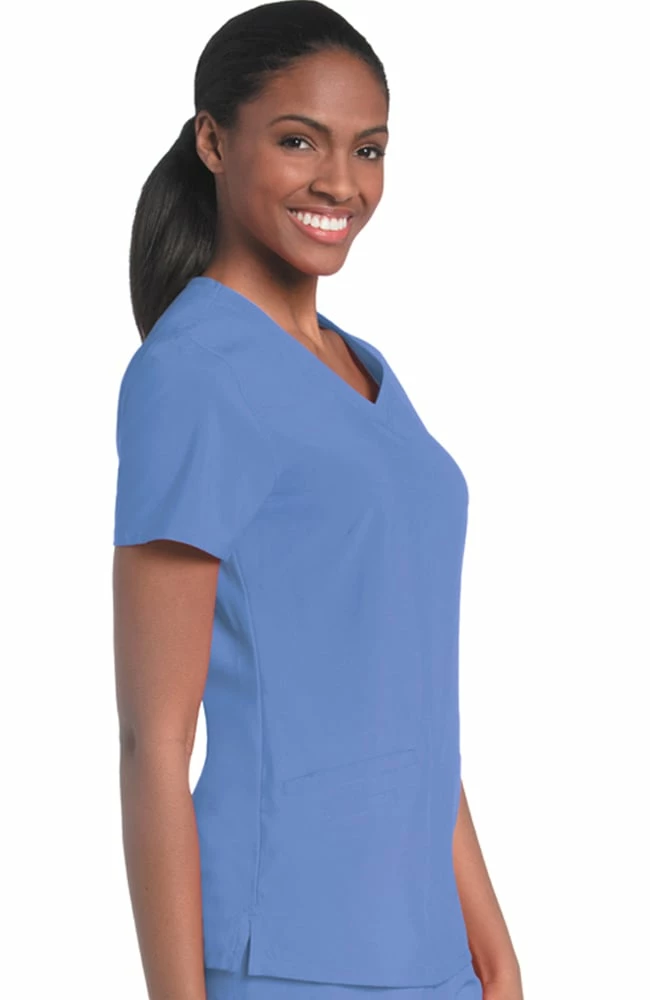 Urbane Women's Motivate V-Neck Solid Scrub Top With Tonal Stitching - Image 2