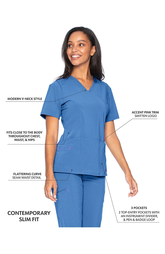 Smitten Clearance Women's V-Neck Solid Scrub Top - Image 2