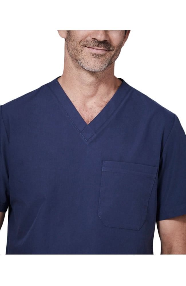 Men's V-Neck Chest Pocket Solid Scrub Top Medelita Men's V-Neck Chest Pocket Solid Scrub Top -Silverts-shop 2 md mfmst 650
