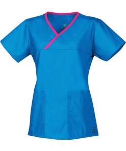 Maevn Uniforms Women's Y-Neck Mock Wrap Solid Scrub Top -Silverts-shop 2 mv 1026 650