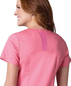 EON Clearance Women's COOLMAX Mock Wrap Mesh Panel Solid Scrub Top -Silverts-shop 2 mv 1748 clearance 650