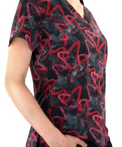 Maevn Uniforms Women's Abstract Wavy Print Scrub Top -Silverts-shop 2 mv 1767 print 650 3