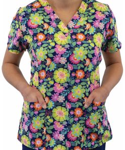 Maevn Uniforms Women's Antique Floral Print Scrub Top -Silverts-shop 2 mv 1767 print 650 6