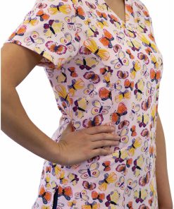 Maevn Uniforms Women's Candy Of Butterfly Print Scrub Top -Silverts-shop 2 mv 1767 print 650 7