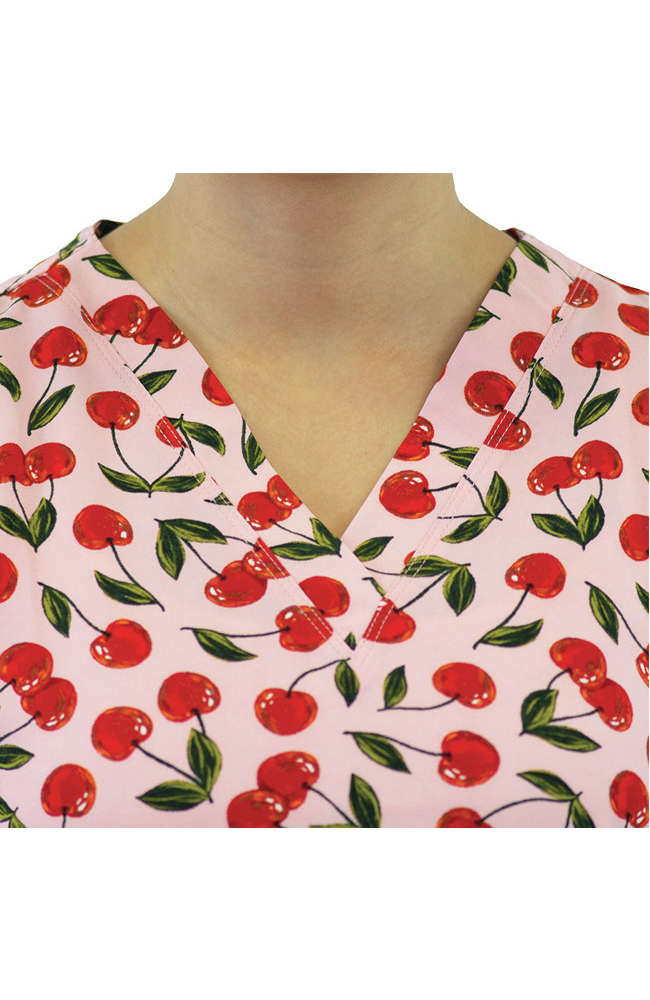 Women's Cherries Berries Print Scrub Top Maevn Uniforms Women's Cherries Berries Print Scrub Top -Silverts-shop 2 mv 1767 print 650