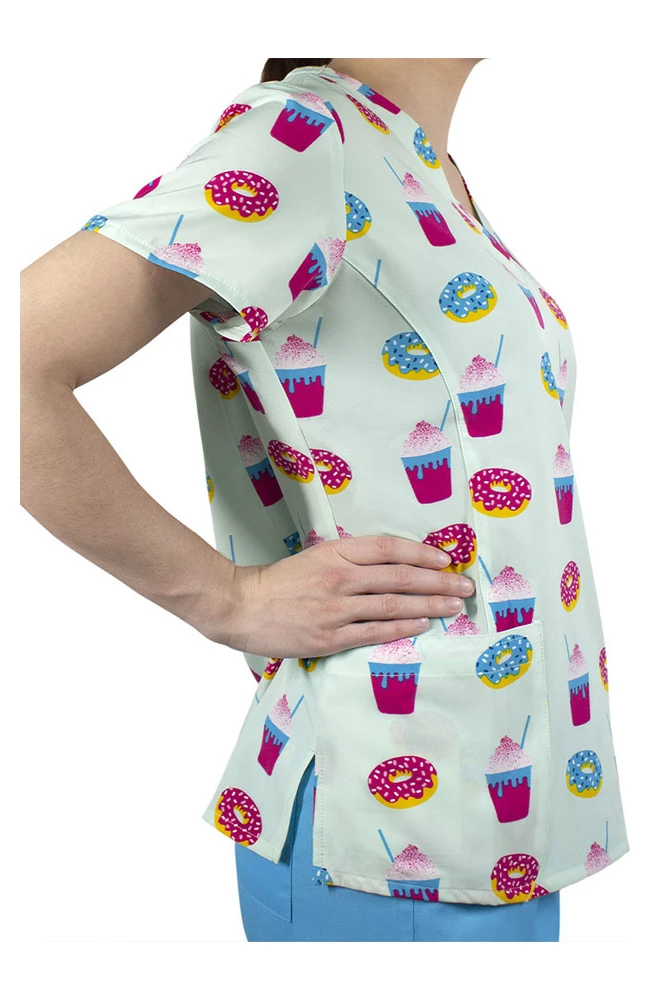 Maevn Uniforms Clearance Women's Brain Freeze Print Scrub Top - Image 2