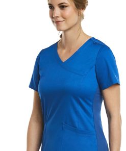 Maevn Uniforms Women's Mock Wrap Knit Panel Solid Scrub Top -Silverts-shop 2 mv 3701 650
