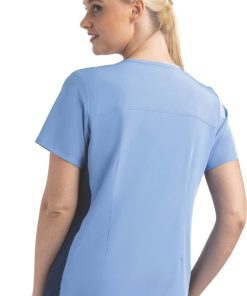 Maevn Uniforms Women's Knitted Mock Wrap Solid Scrub Top -Silverts-shop 2 mv 4520 650