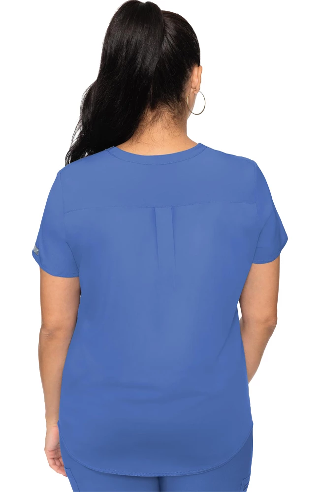 Med Couture Clearance Women's Knit Back Solid Scrub Top - Image 2