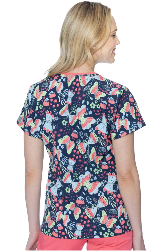 Med Couture Women's Vicky Butterfly Friends Print Scrub Top - Image 2