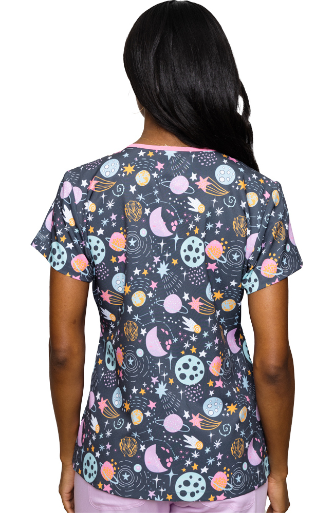 Women's Vicky Cosmic Cuteness Print Scrub Top Med Couture Women's Vicky Cosmic Cuteness Print Scrub Top -Silverts-shop 2 pe 8564 print 650 5