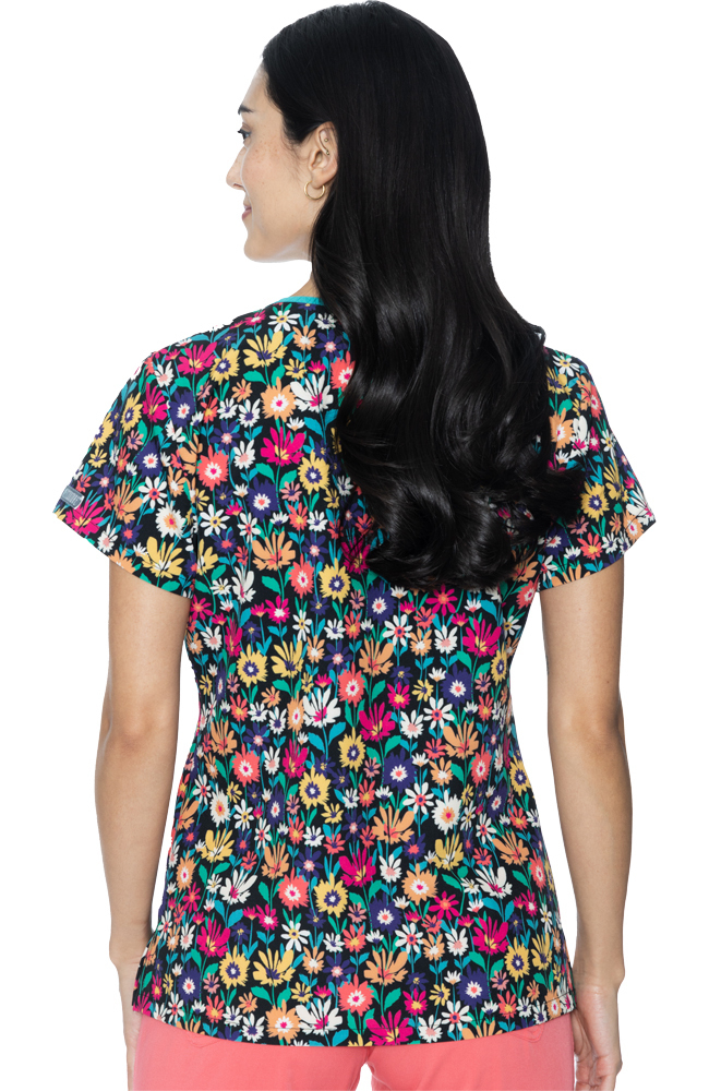 Women's Vicky Daisy Fields Print Scrub Top Med Couture Women's Vicky Daisy Fields Print Scrub Top -Silverts-shop 2 pe 8564 print 650