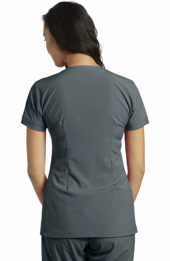 White Cross Women's V-Neck Kangaroo Pocket Solid Scrub Top - Image 2