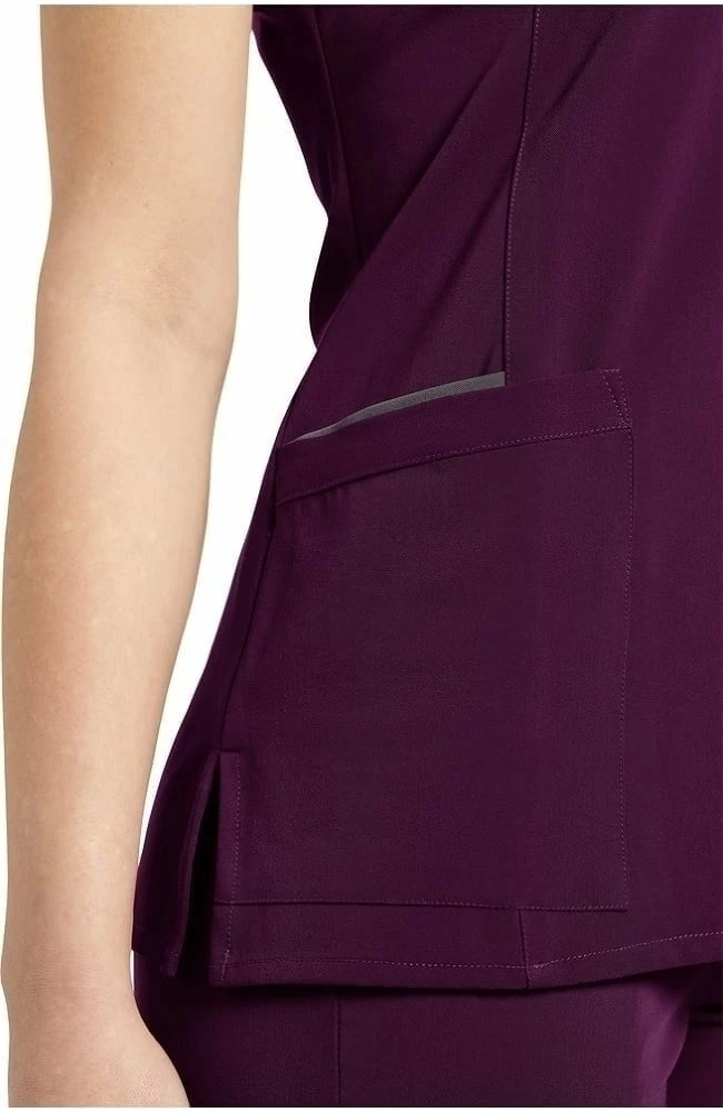 White Cross Women's Contrast Trim V-Neck Solid Scrub Top - Image 2