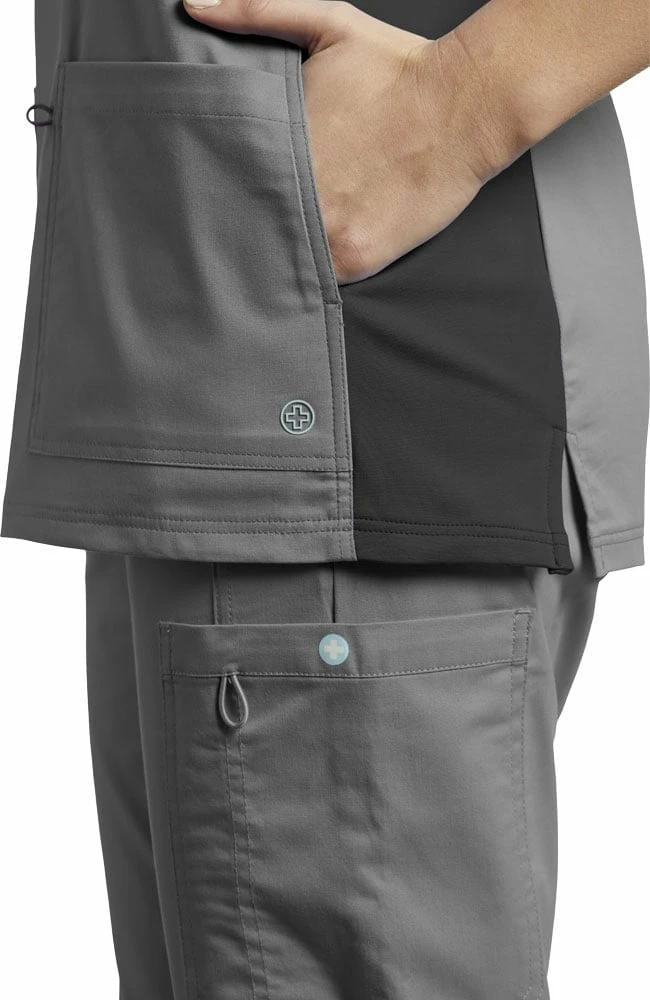 White Cross Women's Contrast Side Panel Solid Scrub Top - Image 2
