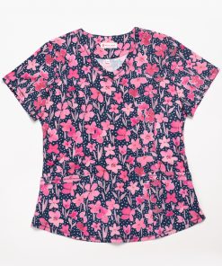 White Cross Women's Round V-Neck Spring In My Step Print Scrub Top 3 White Cross Women's Round V-Neck Spring In My Step Print Scrub Top -Silverts-shop 2 wc 782 print 650