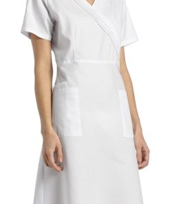 White Cross Women's Pleated Mock Wrap Scrub Dress -Silverts-shop 2 wc 8014 650