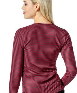 WonderWink Clearance Women's Silky Long Sleeve Stripe Print Underscrub T-Shirt -Silverts-shop 2 wk 2079 printclearance 650