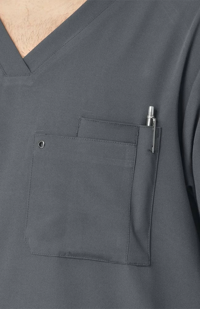 WonderWink Clearance Men's Knit Panel Solid Scrub Top - Image 2