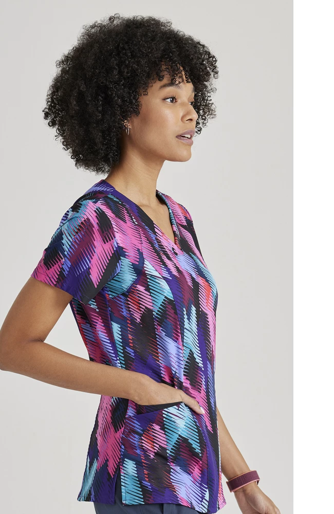 Barco One Clearance Women's Soft Brilliance Print Scrub Top - Image 3