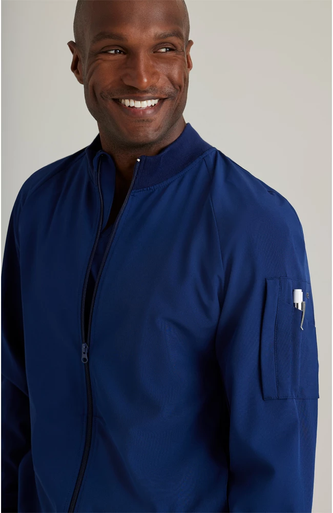 Barco One Men's Warm-Up Bomber Solid Scrub Jacket - Image 3