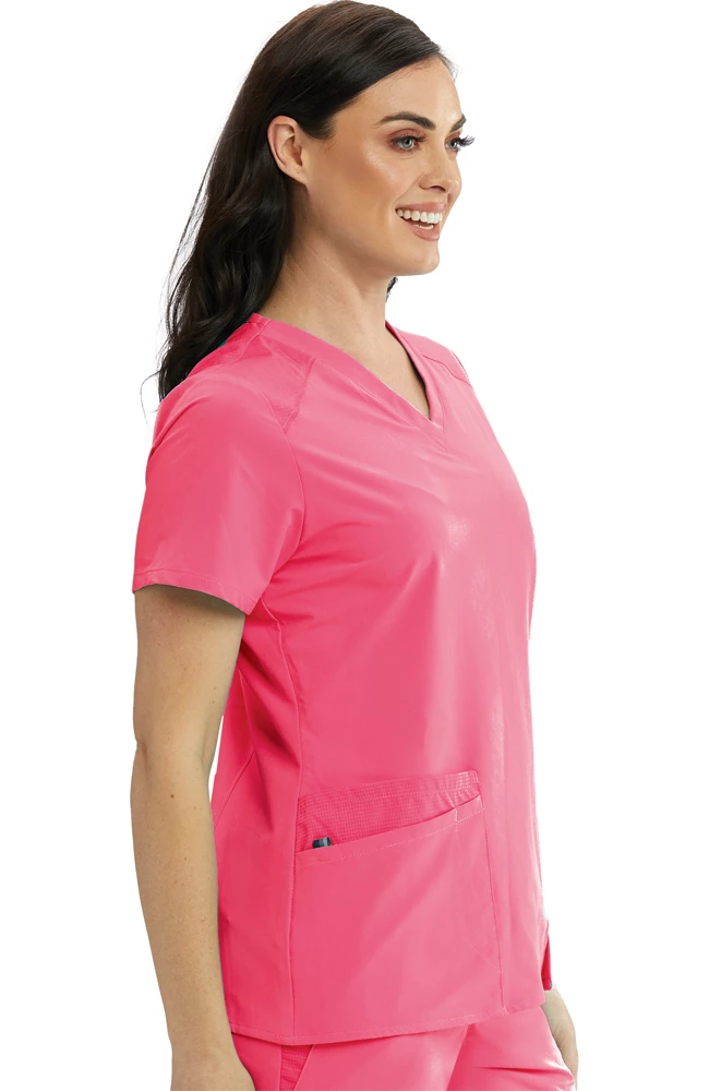 Barco One Clearance Women's V-Neck Contrast Mesh Solid Scrub Top - Image 3