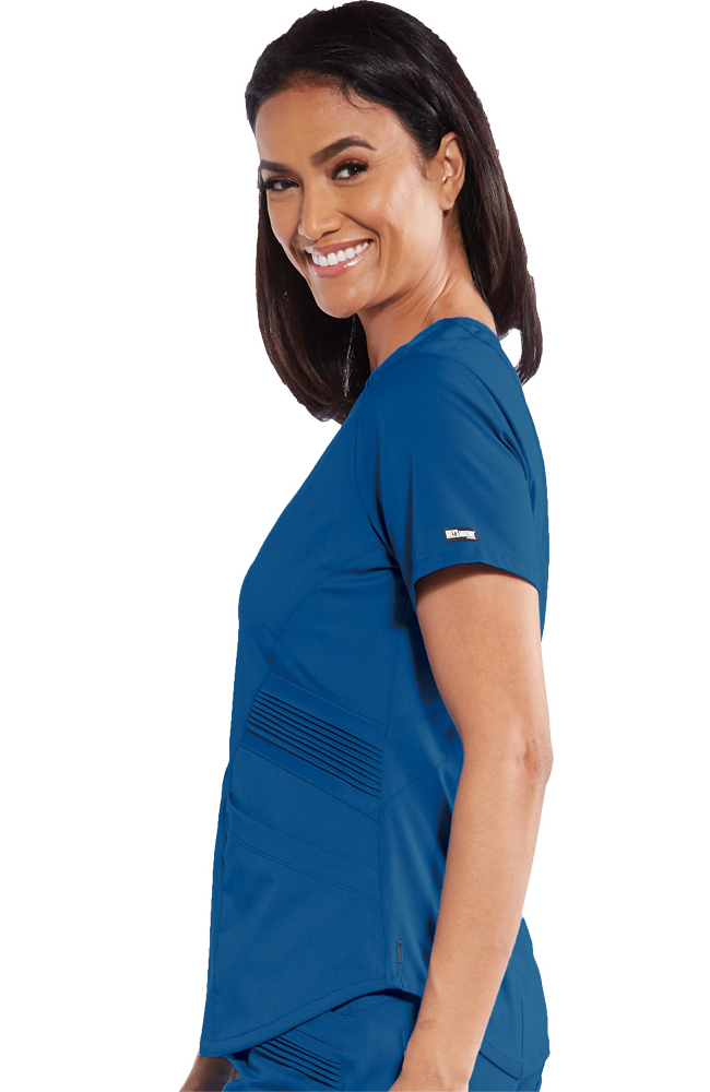 Grey's Anatomy Women's Moto Inspired Solid Scrub Top 5 Grey's Anatomy Women's Moto Inspired Solid Scrub Top - Image 3