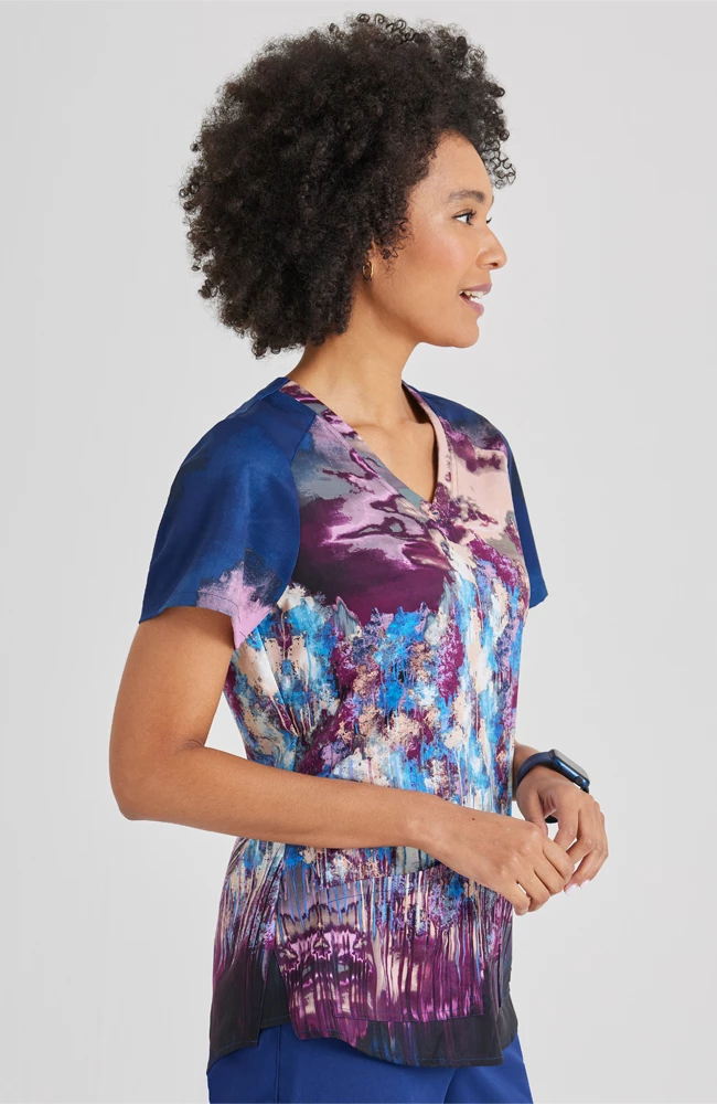 Grey's Anatomy Clearance Women's Midnight Wonders Print Scrub Top - Image 3