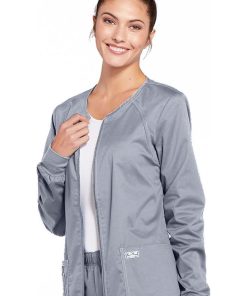 Cherokee Workwear Clearance Women's Warm Up Solid Scrub Jacket -Silverts-shop 3 ck 4315 clearance 650