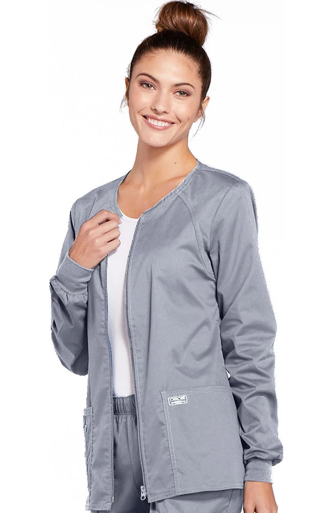 Cherokee Workwear Clearance Women's Warm Up Solid Scrub Jacket - Image 3