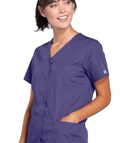 Cherokee Workwear Clearance Women's Snap Front 2-Pocket Solid Scrub Top 4 Cherokee Workwear Clearance Women's Snap Front 2-Pocket Solid Scrub Top -Silverts-shop 3 ck 4770 clearance 650