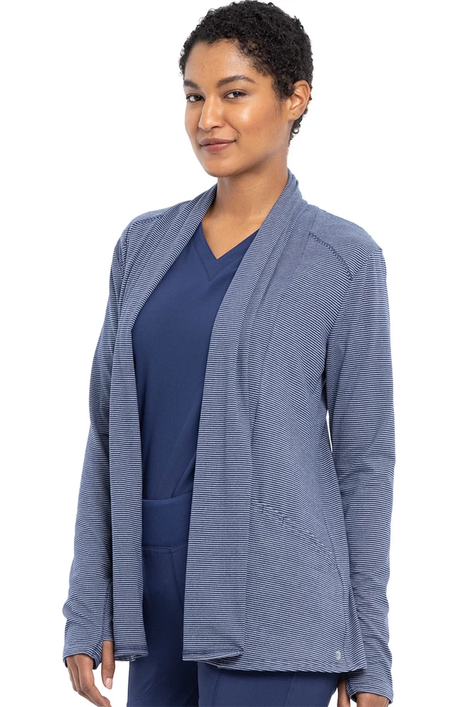 Cherokee Clearance Women's Open-Front Stripe Print Scrub Jacket - Image 3