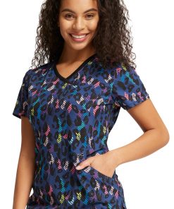 Cherokee Women's Mock Wrap Animal Pop Print Scrub Top -Silverts-shop 3 ck ck608 print 650