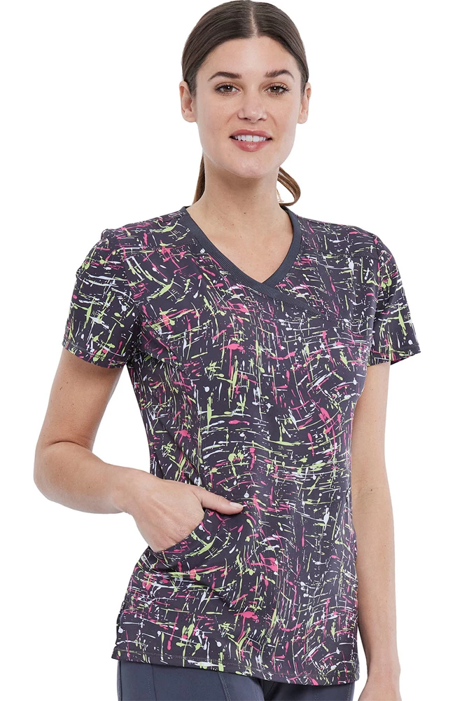 Cherokee Clearance Women's From Scratch Print Scrub Top - Image 3