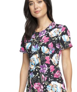Cherokee Clearance Women's Painted Petals Print Scrub Top -Silverts-shop 3 ck ck609 printclearance 650 1