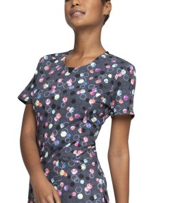 Cherokee Clearance Women's Dot's Brilliant Print Scrub Top -Silverts-shop 3 ck ck609 printclearance 650