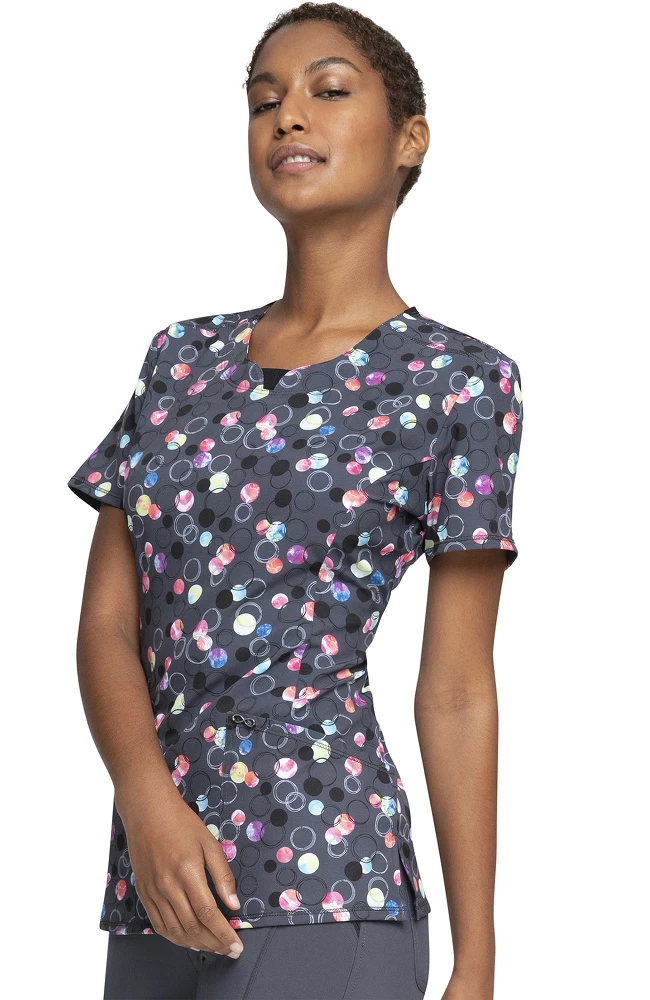 Cherokee Clearance Women's Dot's Brilliant Print Scrub Top - Image 3