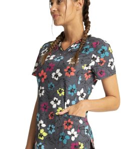 Cherokee Clearance Women's Glow Floral It Print Scrub Top -Silverts-shop 3 ck ck634 printclearance 650 1