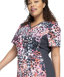 Cherokee Clearance Women's Knit Panel Blooming Cheetah Print Scrub Top 4 Cherokee Clearance Women's Knit Panel Blooming Cheetah Print Scrub Top -Silverts-shop 3 ck ck636 printclearance 650