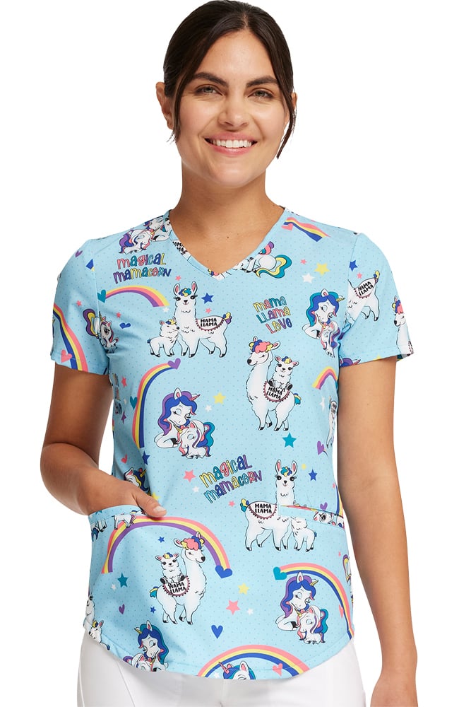 Women's Rainbow Mamas Print Scrub Top Cherokee Women's Rainbow Mamas Print Scrub Top -Silverts-shop 3 ck ck637 print 650