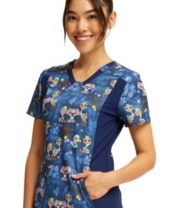 Cherokee Women's V-Neck Knit Panel Easily Emu-sed Print Scrub Top 4 Cherokee Women's V-Neck Knit Panel Easily Emu-sed Print Scrub Top -Silverts-shop 3 ck ck641 print 650