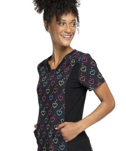Cherokee Clearance Women's Knit Panel Hearts On The Line Print Scrub Top 4 Cherokee Clearance Women's Knit Panel Hearts On The Line Print Scrub Top -Silverts-shop 3 ck ck641 printclearance 650