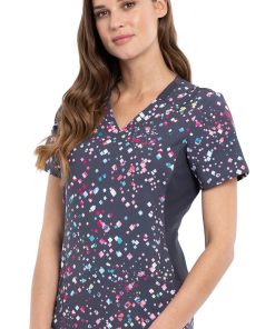 Cherokee Clearance Women's Speckled Spots Print Scrub Top -Silverts-shop 3 ck ck642 printclearance 650