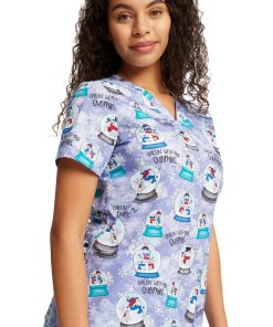 Cherokee Women's Chillin' Snowmies Print Scrub Top -Silverts-shop 3 ck ck651 print 650 1