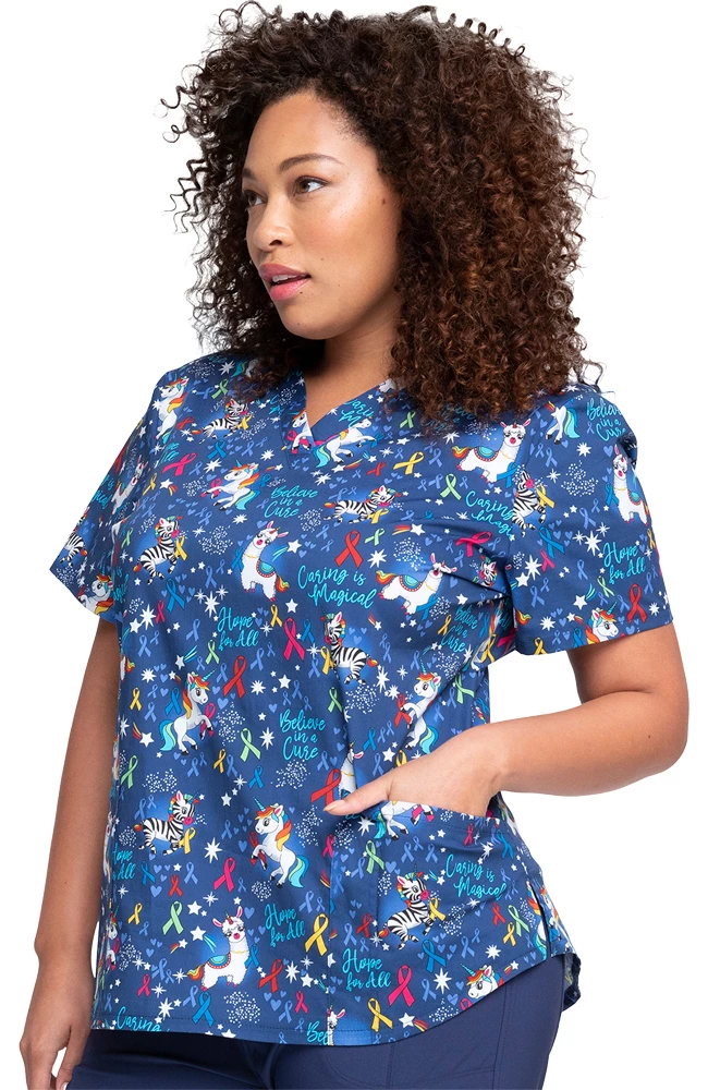 Cherokee Clearance Women's Magical Care Print Scrub Top - Image 3