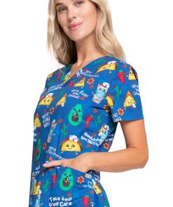 Cherokee Clearance Women's Nacho Average Nurse Print Scrub Top -Silverts-shop 3 ck ck652 printclearance 650