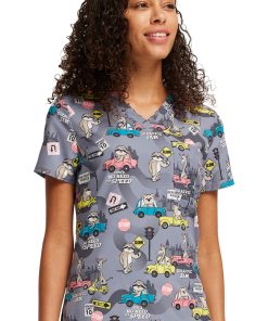 Cherokee Women's Tuckable Giraffic Jam Print Scrub Top -Silverts-shop 3 ck ck664 print 650